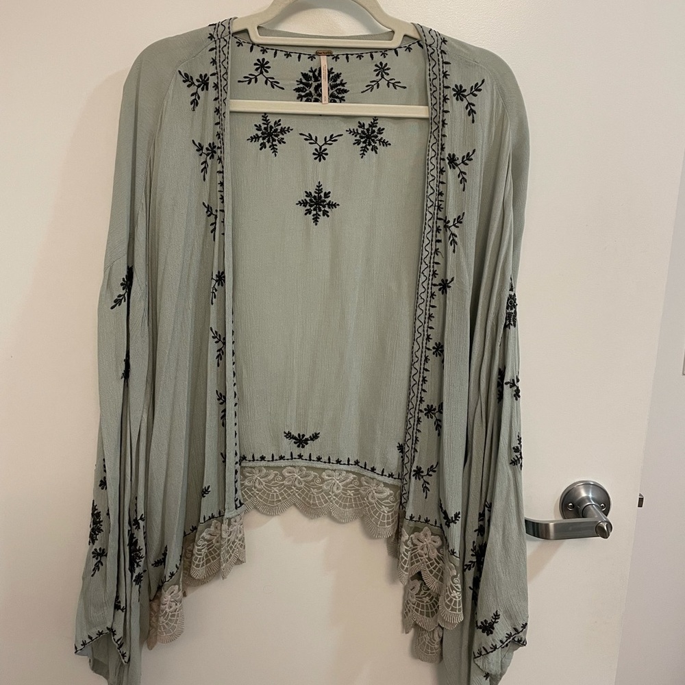 Free People embroidered and lace kimono